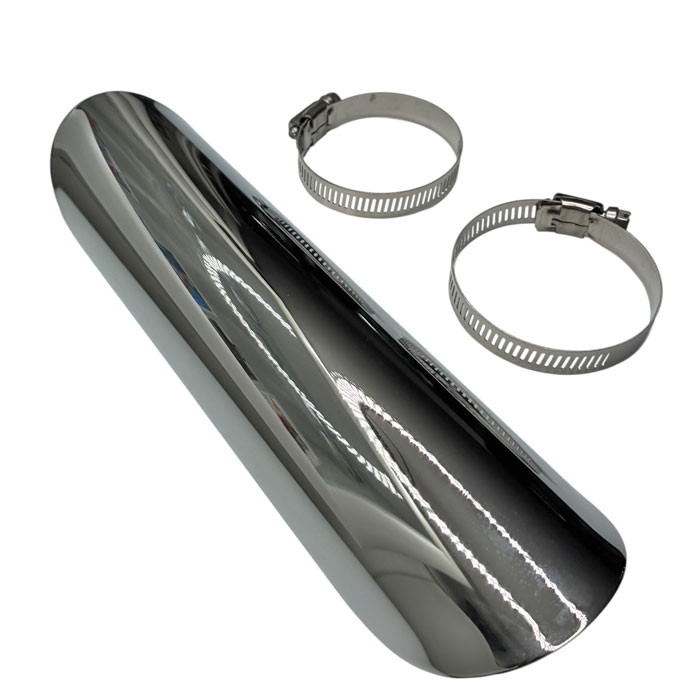 Pare Chaleur Échappement Moto en chrome pour coude de 57 mm - 254 mm
