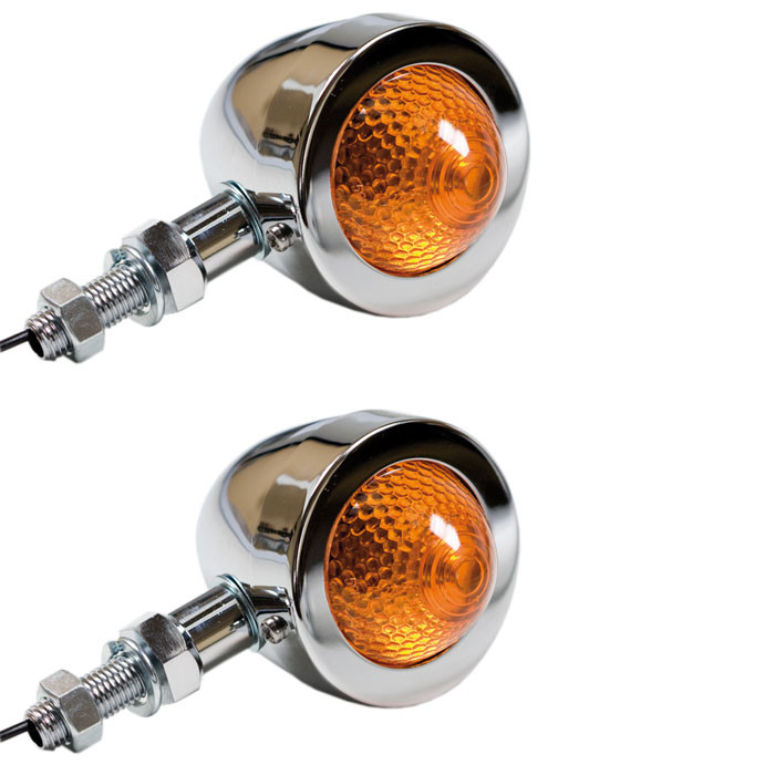 Chrome Bullet Style turn signals Pike wiht long stem