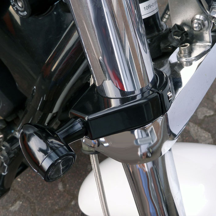 Support De Clignotant Pour Moto - Réglable 30-43 Mm - Fixation Fourche - Noir - Compatible Avec La Plupart Des Modèles