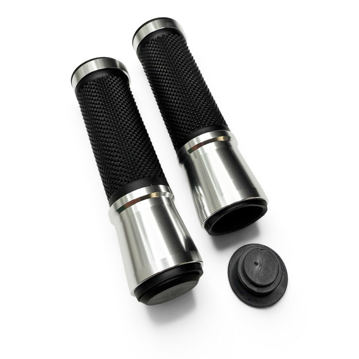SHIN YO Lenkergriffe Gummi - Aluminium, schwarz Alu, für 22 mm