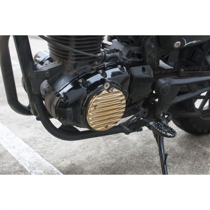 Messing Motorcover ribbed Style für Honda CB350