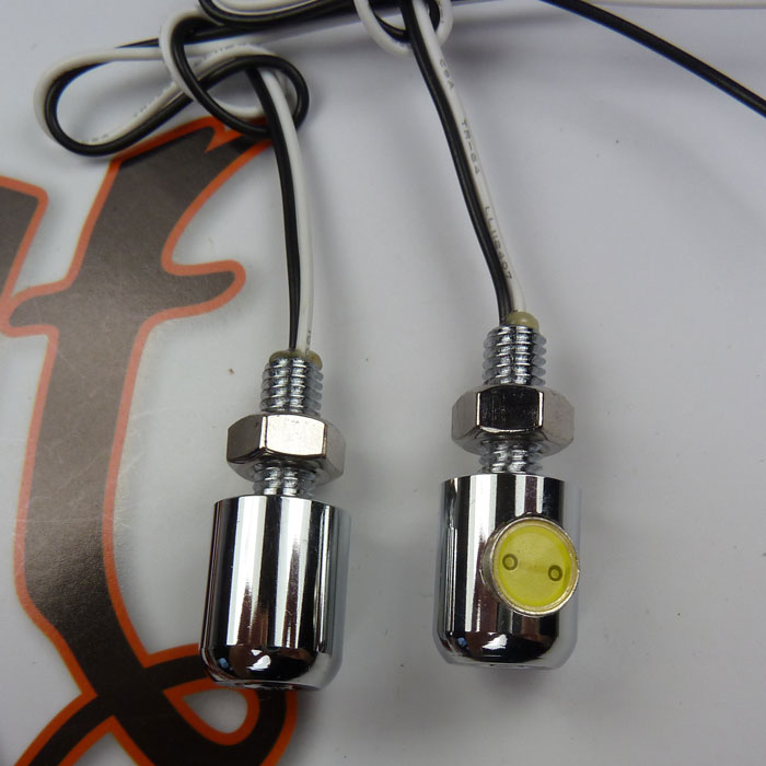 LED-Kennzeichenbeleuchtung Pin chrom E-geprüft Halter Motorrad Nummernschiild 