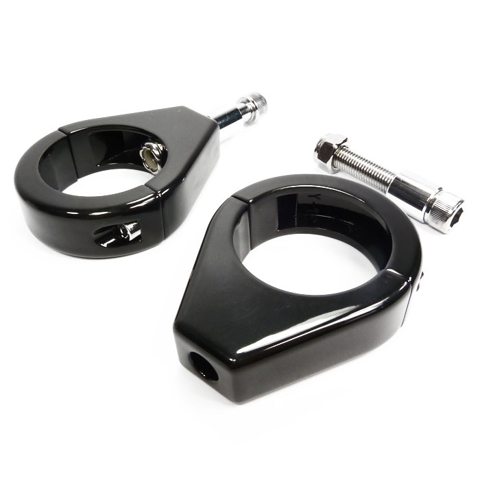 thumbnail image 2 of Universal Black Turn Signal Mounting Clamps - 49mm Forks - Fits Harley & Honda - WTMT 2 of 6