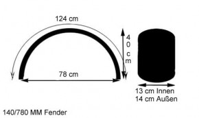 140 x 780 mm Hinterrad Fender Aluminium