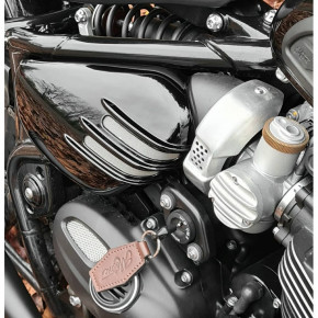 Ribbed Style Seitendeckel für Triumph Bobber Speedmaster schwarz glanz