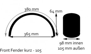 105 x 380 mm Aluminium Front Fender klein